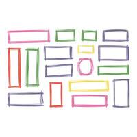 Colorful Sketch Frames Embrace Creativity with Playful Hand Drawn Outlines of rectangles and circles vector