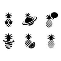 Trendy Pineapple Icons Set in Various Styles vector