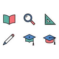 Embrace learning icons Discover knowledge measure insights achieve graduation in clean Set design vector