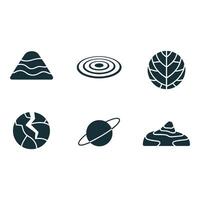 Set of abstract icons representing different geological or astronomical formations vector