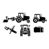 Set Illustration of Farm Tractors and Attachments vector