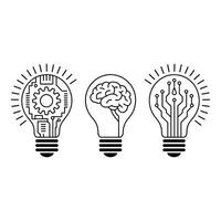 Innovative tech ideas blooming in light bulbs representing artificial intelligence and neural vector