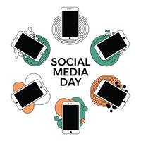 Celebrating Social Media Day with colorful smartphone icons symbolizing global digital connectivity vector