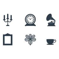 Vintage Decor Icons Set for Design Projects vector