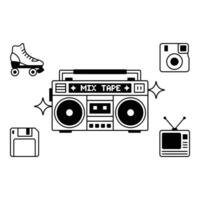 Retro Entertainment Icons of the 80s vector