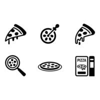 Collection of Pizza Icons in Simple Black and White Style vector