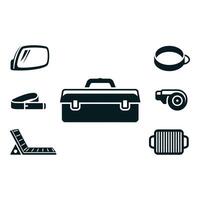 Building Camping and Emergency Readiness Kit A collection of essential black and white icon tools vector