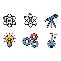 Flat Icons Representing Fundamental Scientific Concepts vector