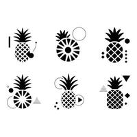 Modern Pineapple Icons Set in Abstract Style vector