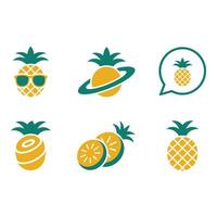 Playful pineapple logos showcase creative branding with tropical and summer themes in flat design vector