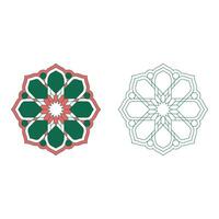 Set art of Geometric islamic pattern with traditional design elements and coloring page isolated on white background vector