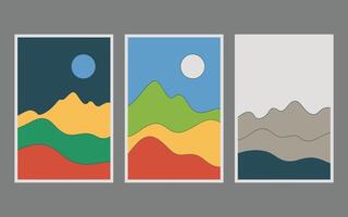 Colorful mountain range art prints displaying nature s vector