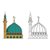 art of Illustration of a mosque with dome and minaret isolated on white background for islamic design vector