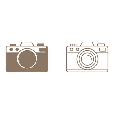 Set art of Retro camera isolated on white background with a modern design and minimalist style