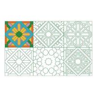 Set art of Collection of geometric islamic patterns with colorful and black and white variations vector