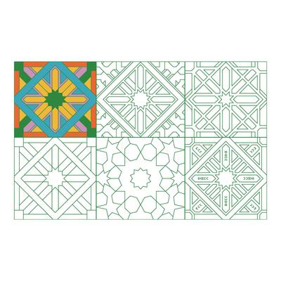 Set art of Collection of geometric islamic patterns with colorful and black and white variations