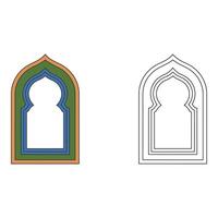 Set art of Colorful and black and white islamic arch isolated on white background design element Set vector