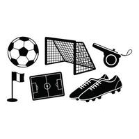 Simple black and white soccer graphic with flag and equipment vector