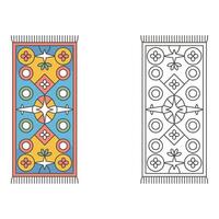 Set art of Colorful decorative carpet rug with geometric pattern isolated on white background illustration vector