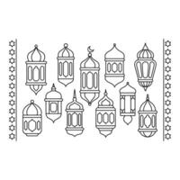 Set art of Collection of ramadan lanterns isolated on white background for islamic holiday celebration design vector