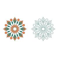 Set art of Colorful and monochrome mandala designs isolated on white background for creative projects vector