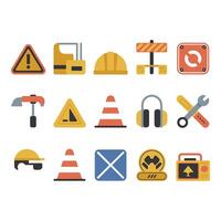 Building a Safer Tomorrow Essential construction safety gear icons in a flat Set style with clean vector