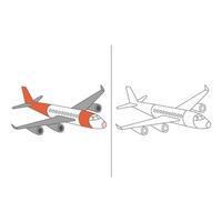 Set art of Airplane illustration with color and outline version isolated on white background design element vector