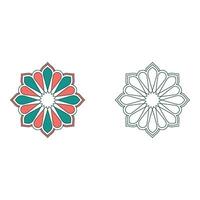 Set art of Geometric mandala pattern design isolated on white background with floral and abstract elements vector