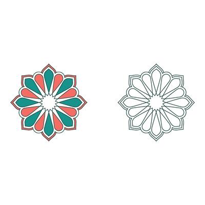Set art of Geometric mandala pattern design isolated on white background with floral and abstract elements