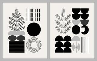 Geometric serenity botanical abstract art minimalist design vector