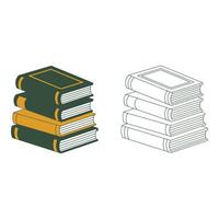 art of Stack of colorful books and outline isolated on white background, representing knowledge vector