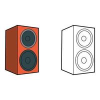art of Two speakers one colored and one outlined isolated on white background for audio enjoyment vector