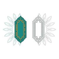 Set art of Islamic frame border ornament decoration design pattern floral element isolated on white background vector
