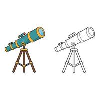 art of Telescope on tripod isolated on white background, astronomy science equipment for space exploration vector