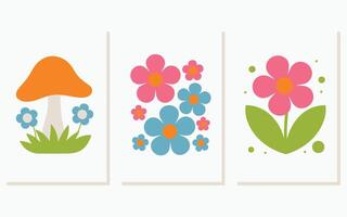 Happy flower power with colorful art and simple white vector