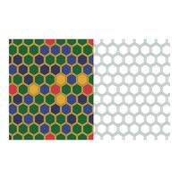 Set art of Geometric honeycomb pattern with colorful hexagons and white outline background design vector