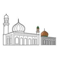 art of Illustration of two mosques with domes and minarets isolated on white background vector