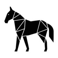 a black horse is shown in a geometric pattern vector