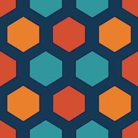 a colorful hexagon pattern with orange, blue and red vector