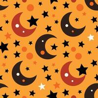 a seamless pattern with crescent and stars on an orange background vector