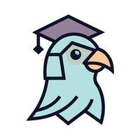 a blue bird with a graduation cap on its head vector