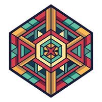 a colorful geometric design with a star in the center vector