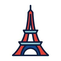 the eiffel tower is shown in red and blue vector