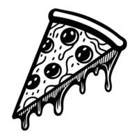a slice of pizza with a dripping sauce on it vector