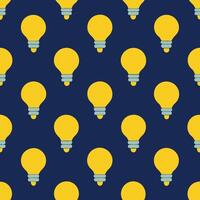 a pattern with yellow light bulbs on a blue background vector