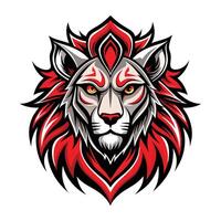 lion head with red eyes on a white background vector