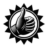 a black and white image of a thumb up sign vector