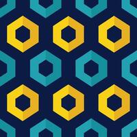 a blue and yellow hexagon pattern vector