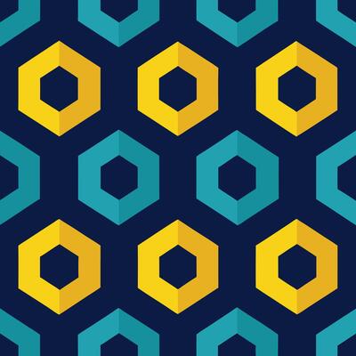 a blue and yellow hexagon pattern