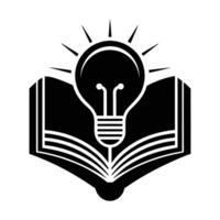 an open book with a light bulb inside vector